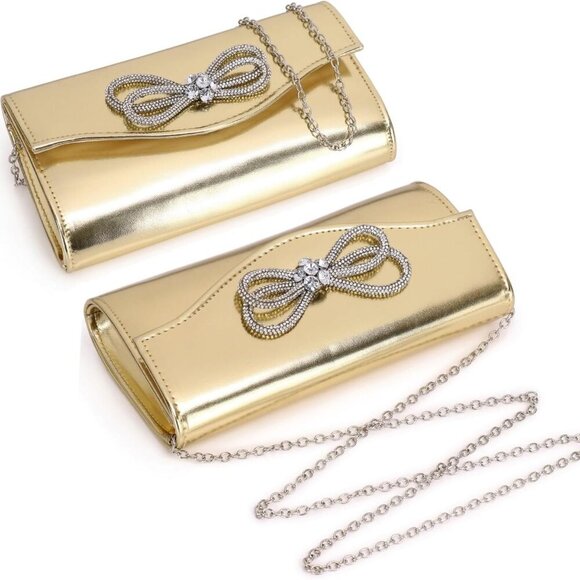 Stylish Gold Clutch Purse with Satin Lining - Radiant Finish for All Occasions - Picture 4 of 9